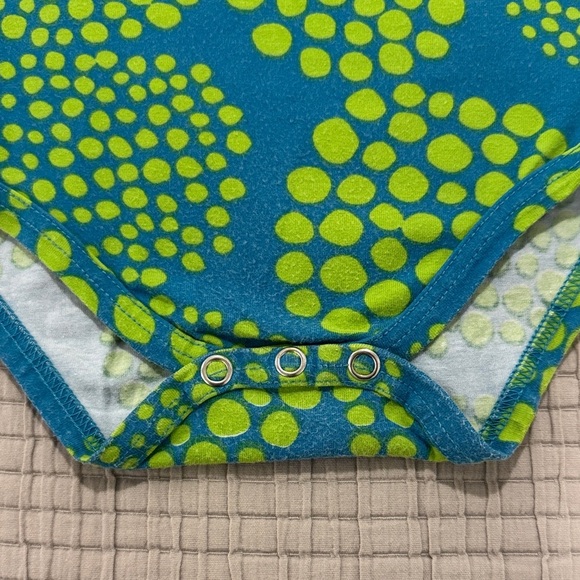 Marimekko Teal and Lime Green Patterned Short Sleeved Dress 80cm - Picture 4 of 8